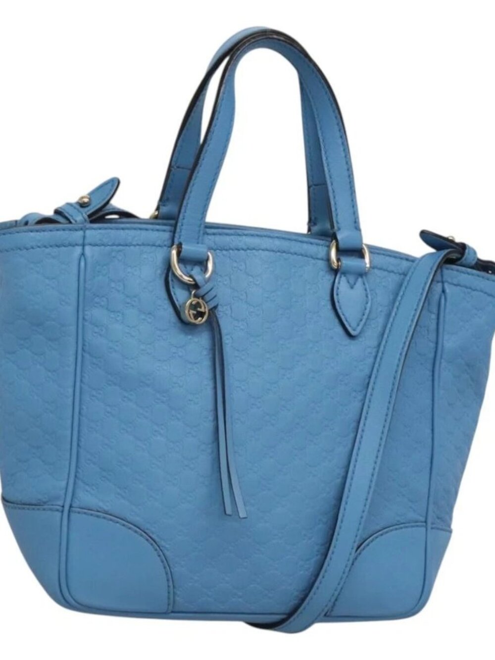 GUCCI Micro GG Canvas Guccissima Bag Leather Outlet Blue Gold 448241 Auth BA2347